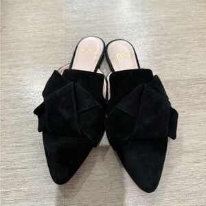 J. Crew Black Suede Bow Mules